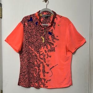 Jamie Sadock Orange and Black Golf Shirt Artistic Design